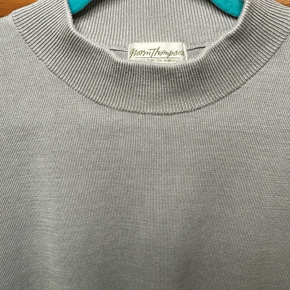NORM THOMPSON Men’s Mock Neck Gray Silk Cotton Blend Sweater Size XL Lightweight - Picture 6 of 6
